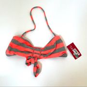 NEW Bikini Lab Halter Striped Buckle Top Sz Large