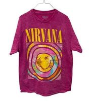 Nirvana T-Shirt LARGE Women Crewneck Short Sleeve Graphic Band Tee Cotton Casual