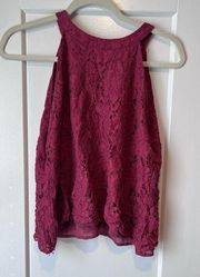 Maroon lace high neck tank top