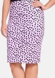 Eloquii Plus Size Heart Print Scuba Pencil Skirt Neoprene Lavender Black 22