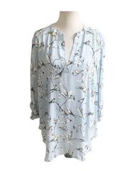 T Tahari Woman Tunic Bird Blouse NWT Blue White Plus Size 3X Novelty