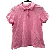 Vintage Lilly Pulitzer Cotton Blend Pink Short Sleeve Polo Shirt Size L