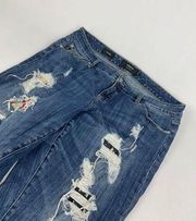 Torrid Women's Boyfriend Jeans Size 16 Medium Wash Blue Denim 36 X 31 Patriotic