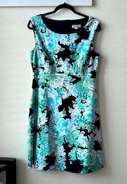 | Cool Blue Mint Floral Sleeveless Midi Dress