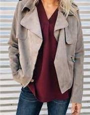 Kut From The Kloth Jacee Draped Moto Jacket SZ XS Brown Vegan Suede KJ37101 NWT