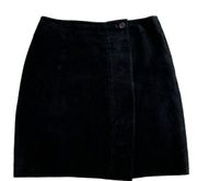 Coldwater Creek Black Suede Faux Wrap Mini Skirt Petite Small / Medium