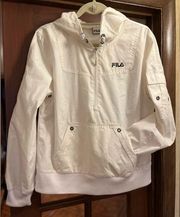 FILA Sport White Pullover Size Large Windbreaker Jacket