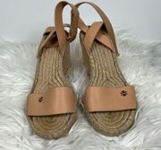 Wedge espadrille Natural/Nude leather women’s size 8