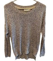 RD Style Grey Cream Speckled Long Sleeve Tight Knit Sweater Zipper Detail Size M