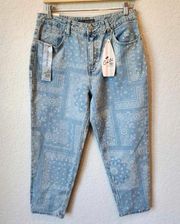 Cali 1850 Bandana Print Mom Jean Size 30 New