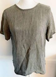 Flax • Olive Green Greyish Linen Blouse