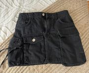Black Cargo Jean Skirt