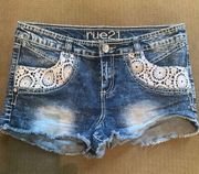 Rue21 denim shorts  Size 13/14 regular curvy shorties.