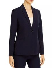 Elie Tahari Single Button Blazer Colorblock Collar in Navy Blue sz US 8