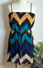 Alya Multi Color Chevron Spaghetti Strap Lined  Women's Size Small NWT