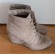 Nude Wedge Heel Lace Up Booties