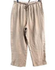 J Jill Pants Womens M Golden Brown Linen Pull On Stretch Lagenlook Minimalist