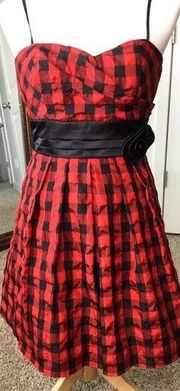 Red and black short formal dress