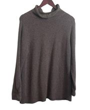 J Jill Sweater Women L Brown Turtleneck Long Sleeve Cotton Wool Pullover Neutral