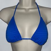 OP WOMENS Electric Blue Triangle Striped BIKINI Swim TOP M MEDIUM 7-9