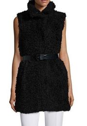 Theory Visterna B. Faux-Fur Vest Black, Size S Retail $395 (Excellent Condition)