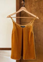 ANTHROPOLOGIE: SUNDAY IN BROOKLYN | Velvet Tank Gold Mustard Yellow V-Neck Sz XS