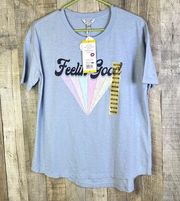 Wildfox Size Medium Baby Blue Short Sleeve Crewneck T-Shirt “Feelin’ Goo…