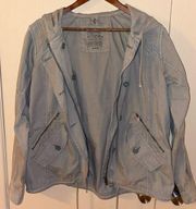 American Eagle Military Style Y2K Cargo Hooded Khaki Tan Jacket - size medium