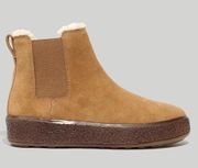 Madewell The Toasty Chelsea Boots 8 Womens Platform Suede Faux Fur Lined Pull On