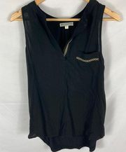 Pleione Black V Neck Sleeveless Blouse Size Medium