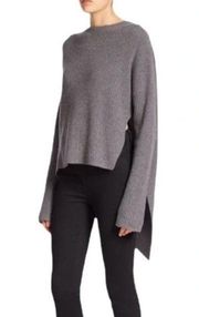 Brochu Walker Gray Ribbed Wool Asymmetric Pullover Sweater