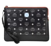 MCM Visetos Reflective Nylon Case in Black with Orange Trim