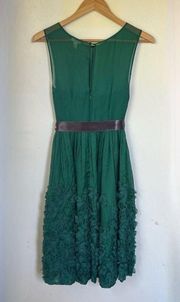 Tiny for  Caridad silk ruffle green dress