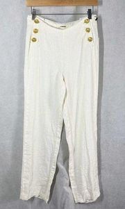 L’AGENCE Dee High Rise Sailor Linen Pants Bone color Size 25