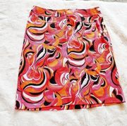 Evelyn Size 8 Swirl Funky Skirt 80s Bright Psychedelic Buttons Pockets Unique