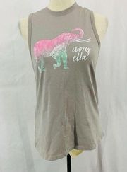 Ivory Ella  Grey Botanical Tank Pink Green Graphic