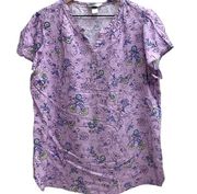 Womens Swiss Dot Blouse Size Medium Lilac Purple Floral Paisley Textured