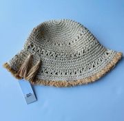 Bucket Hat Paper Straw Beach Tan NEW