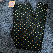 Lularoe leggings one size green with yellow and pink design