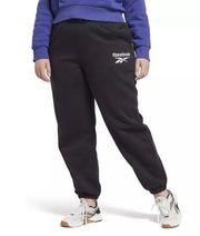 NWT Reebok Women's Identity Logo Fleece Joggers in Black, Plus Size 4X New w/Tag