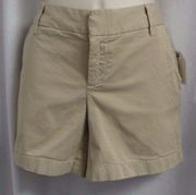 "CASLON" TAN OXFORD CASUAL PREPPY MARINE CLASSIC WALKING CHINO SHORTS SZE: 0 NWT