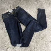 Frame Le Skinny de Jeanne Jeans Womens 26 Blue Denim Ripped Knee Minimalist