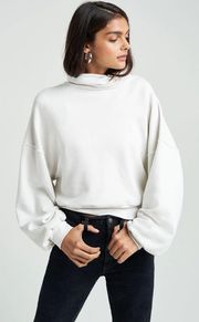 BALLOON SLEEVE TURTLENECK SWEATSHIRT IN PLASTER - SMALL