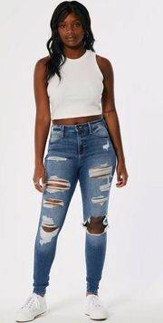 Curvy Hight Rise Super Skinny Ripped Jeans Soft Stretch