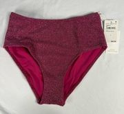 Good American Hawaiian Pink Size M High Waist Sparkle Swim Brief Bikini Bottom