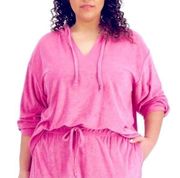 Pink Terry Plus Size Hoodie 3X