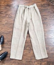 vintage • 90s Harve Benard pants jute burlap paper bag waist tie straight leg
