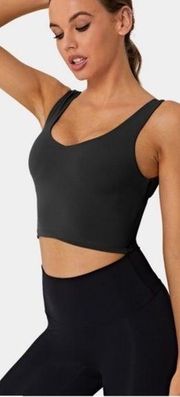 Halara Back Crossover Crop Tank Top Black Large New