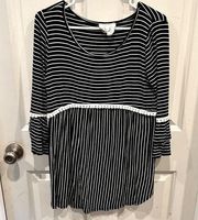 Anthropologie Fantastic Fawn Black and White Striped Shirt top size medium