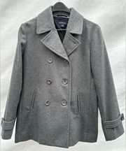 Lands End Gray Wool Double Breasted Pea Coat